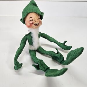 VINTAGE Annalee Mobilitee Green Poseable Elf Doll 1957 Christmas Shelf Sitter